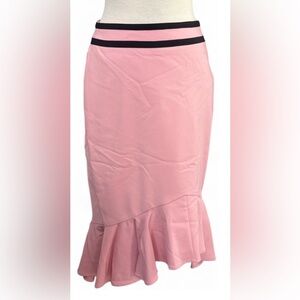 New York & Company Elegant Pink Flounced Ruffle Hem Pencil Skirt Women’s Size 14